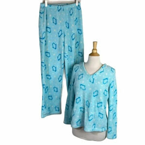 Pink M Fuzzy Aqua penguin pjs‎ set